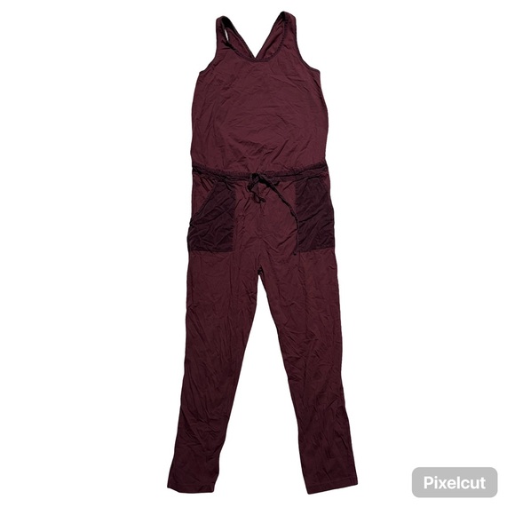Anthropologie T.La Gemistus CrossBack Jumpsuit Romper Size S Burgundy Sleeveless - Picture 2 of 9